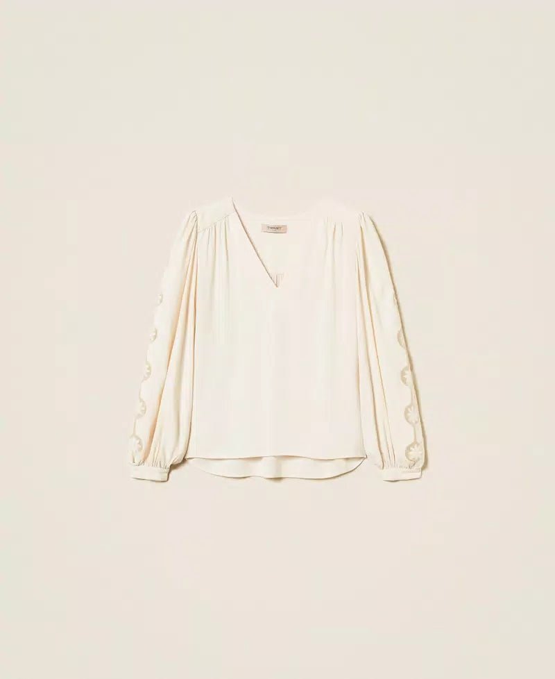 Twinset Blusa in crêpe con ricamo Bluse e camicie - Boutique Luisa Trendy