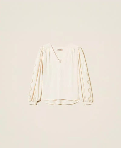 Twinset Blusa in crêpe con ricamo Bluse e camicie - Boutique Luisa Trendy