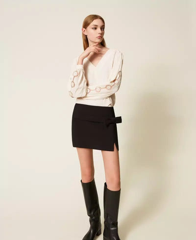 Twinset Blusa in crêpe con ricamo Bluse e camicie - Boutique Luisa Trendy
