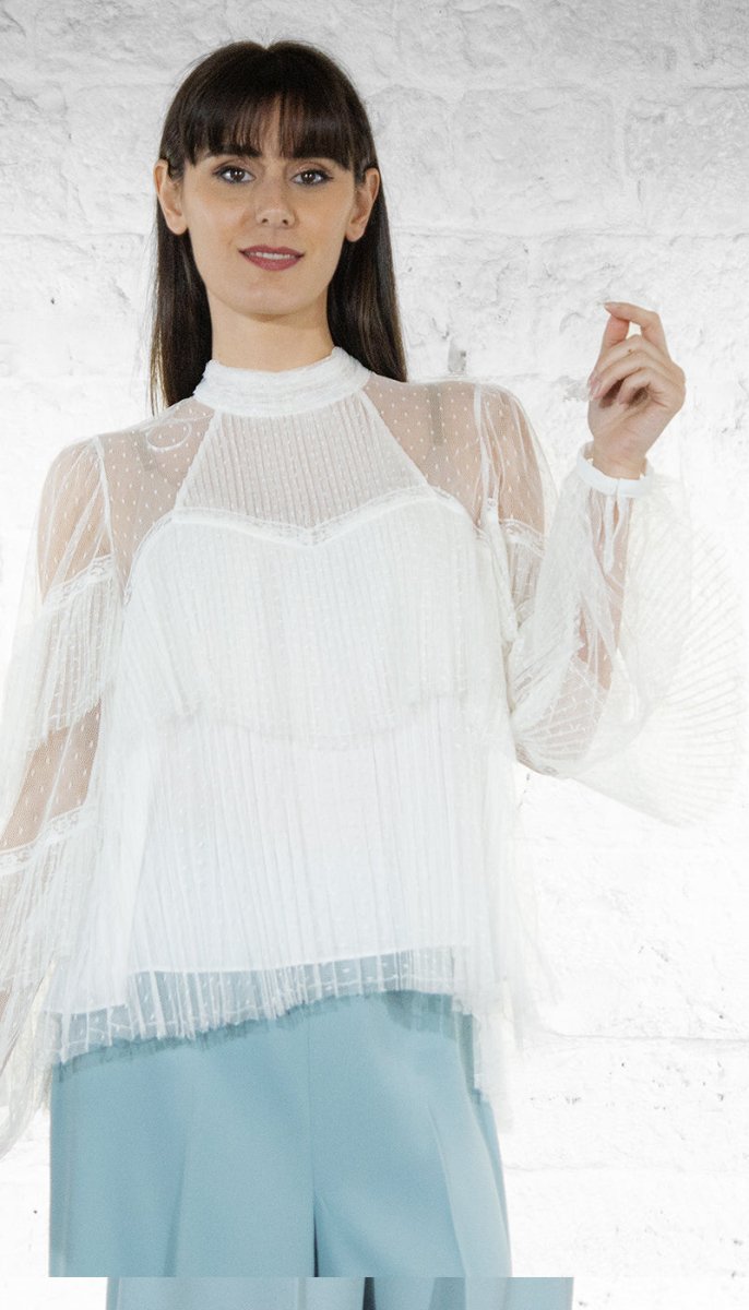 Twinset Blusa in tulle con balze plissé Bluse e camicie - Boutique Luisa Trendy