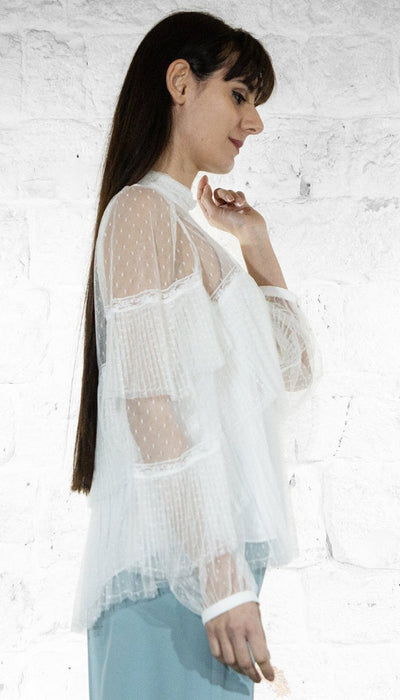 Twinset Blusa in tulle con balze plissé Bluse e camicie - Boutique Luisa Trendy
