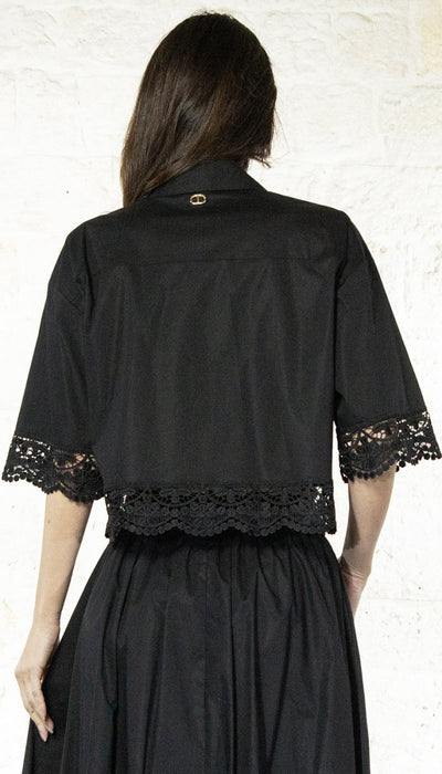 Twinset Camicia cropped in popeline con pizzo Bluse e camicie - Boutique Luisa Trendy