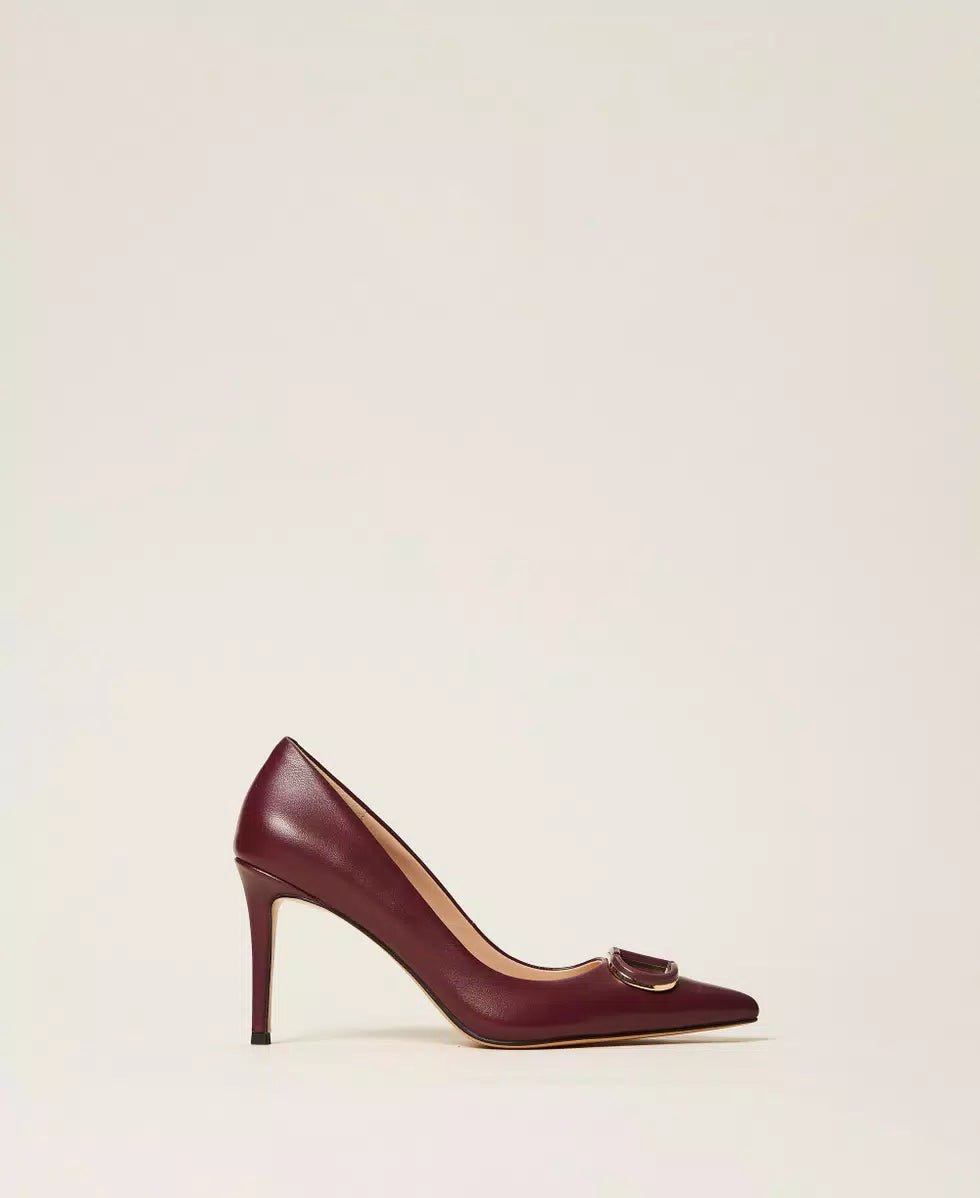 Twinset Décolleté in pelle con Oval T Scarpe - Boutique Luisa Trendy