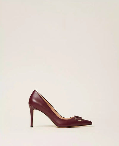 Twinset Décolleté in pelle con Oval T Scarpe - Boutique Luisa Trendy