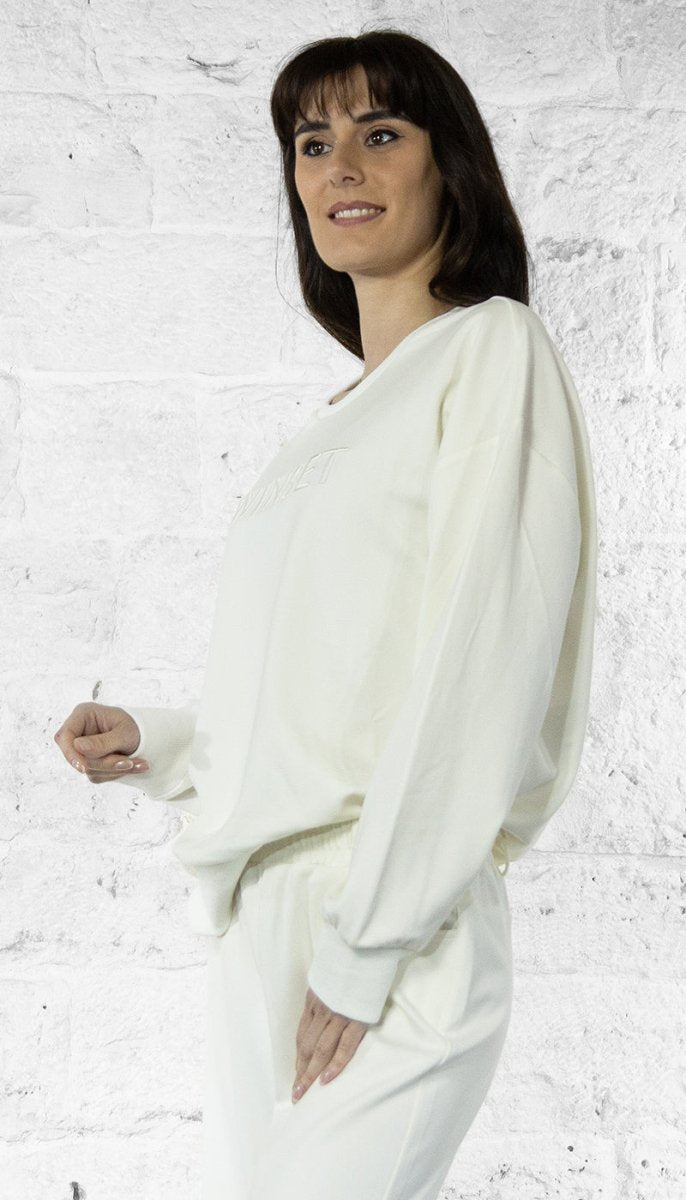 Twinset Felpa bianca in scuba scritta logo 251LL2RBB Felpa - Boutique Luisa Trendy