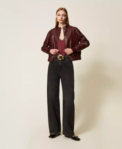Twinset Giacca effetto pelle con bottoni Capispalla Donna - Boutique Luisa Trendy