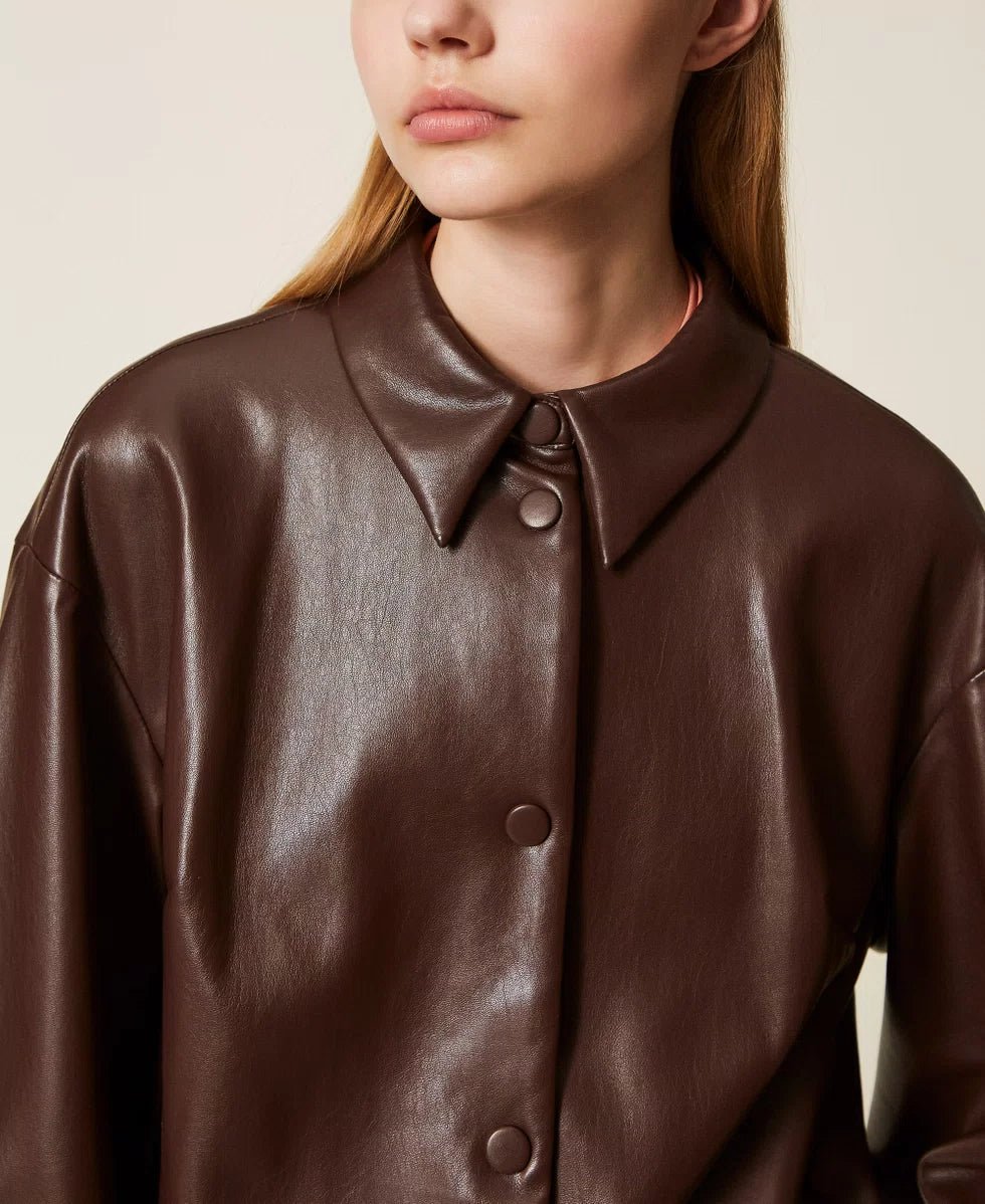 Twinset Giacca effetto pelle con colletto a camicia Capispalla Donna - Boutique Luisa Trendy