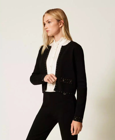 Twinset Giacca in maglia con strass Capispalla Donna - Boutique Luisa Trendy
