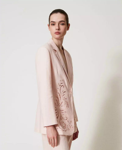 Twinset Giacca in misto lino con ricamo Capispalla Donna - Boutique Luisa Trendy
