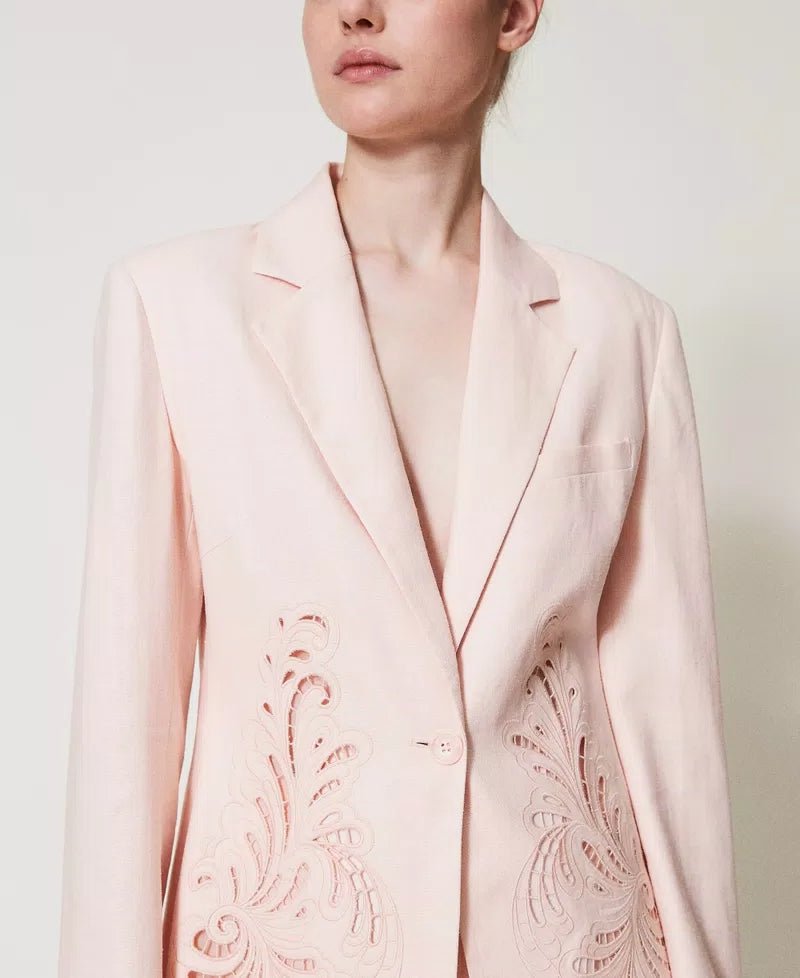 Twinset Giacca in misto lino con ricamo Capispalla Donna - Boutique Luisa Trendy