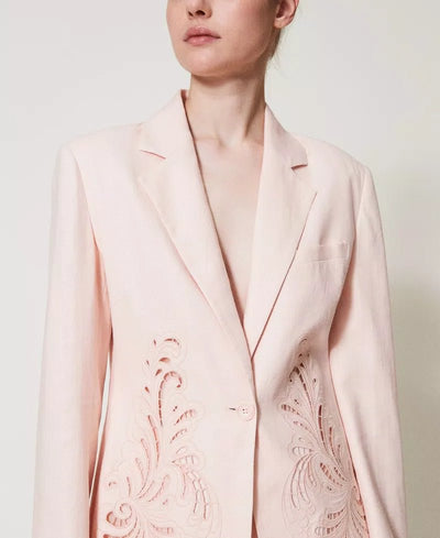 Twinset Giacca in misto lino con ricamo Capispalla Donna - Boutique Luisa Trendy