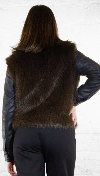 Twinset Giubbino effetto pelle con eco pelliccia