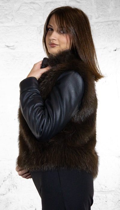 Twinset Giubbino effetto pelle con eco pelliccia Capispalla Donna - Boutique Luisa Trendy