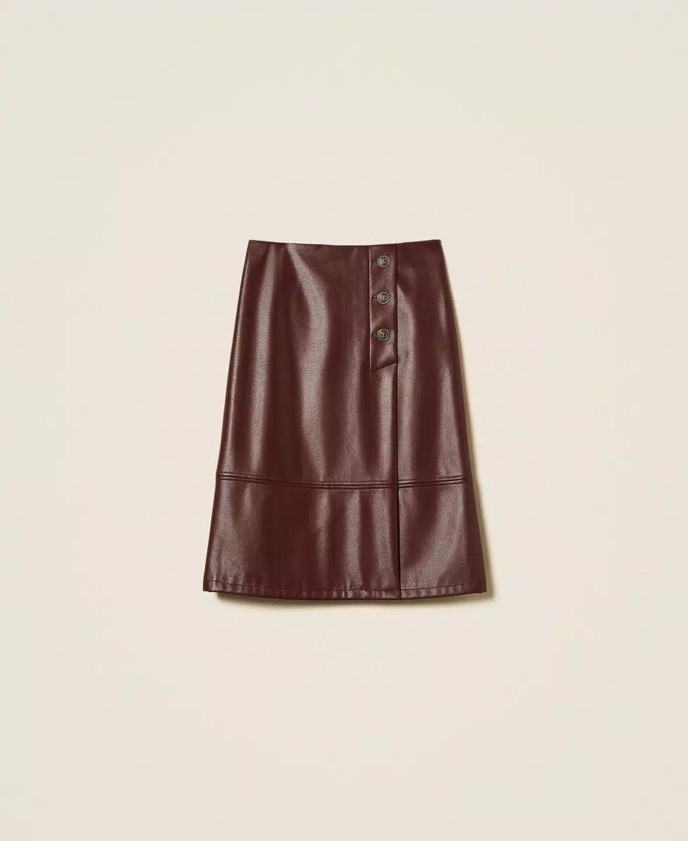 Twinset Gonna longuette effetto pelle con bottoni Gonna - Boutique Luisa Trendy