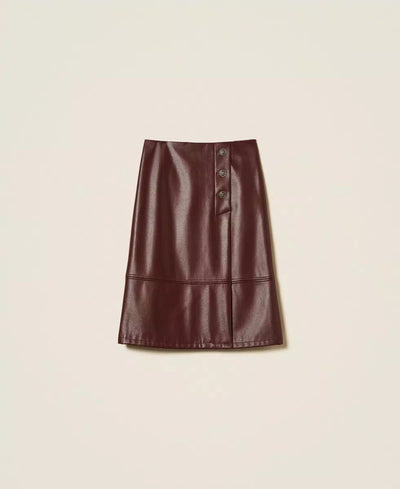 Twinset Gonna longuette effetto pelle con bottoni Gonna - Boutique Luisa Trendy
