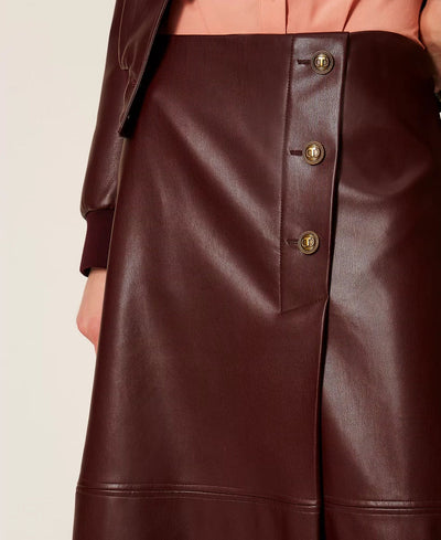 Twinset Gonna longuette effetto pelle con bottoni Gonna - Boutique Luisa Trendy