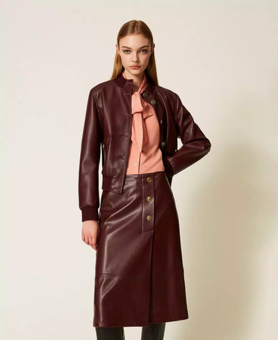 Twinset Gonna longuette effetto pelle con bottoni Gonna - Boutique Luisa Trendy