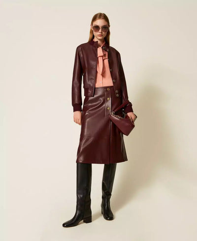 Twinset Gonna longuette effetto pelle con bottoni Gonna - Boutique Luisa Trendy