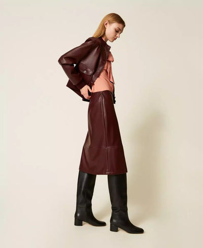 Twinset Gonna longuette effetto pelle con bottoni Gonna - Boutique Luisa Trendy