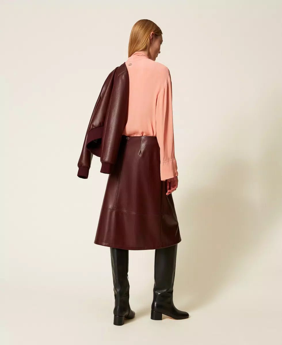 Twinset Gonna longuette effetto pelle con bottoni Gonna - Boutique Luisa Trendy