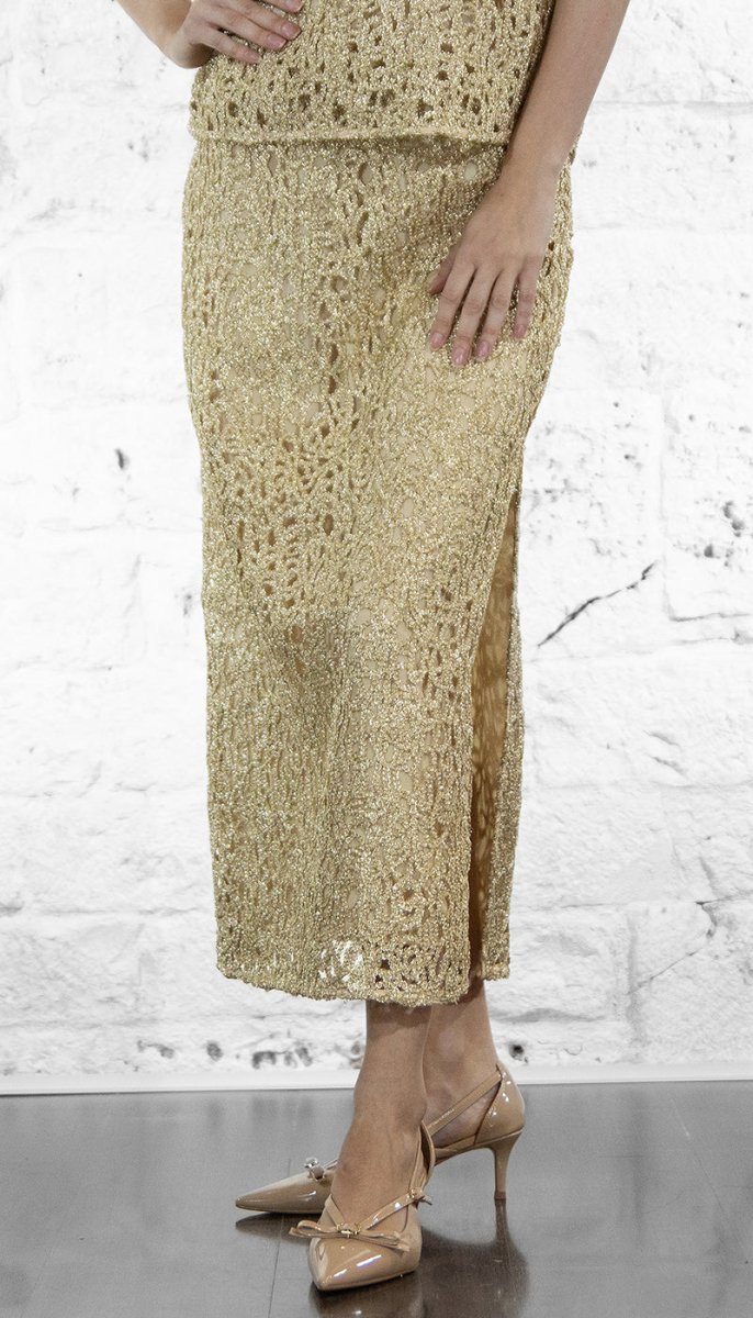 Twinset Gonna longuette in crochet lamé Gonna - Boutique Luisa Trendy