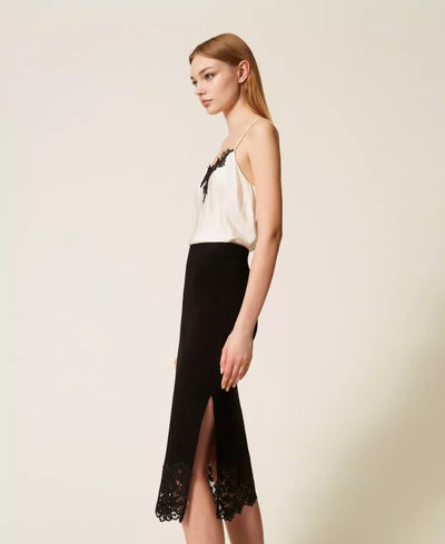 Twinset Gonna longuette in maglia con pizzo Gonna - Boutique Luisa Trendy