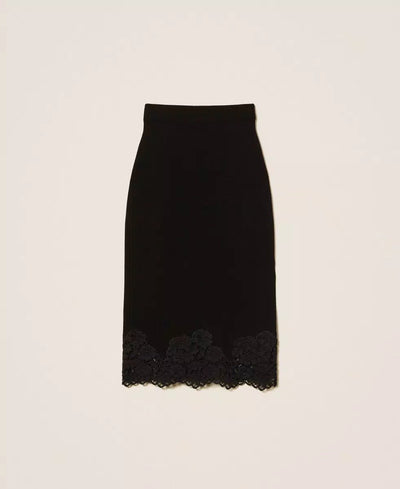 Twinset Gonna longuette in maglia con pizzo Gonna - Boutique Luisa Trendy