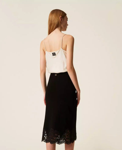 Twinset Gonna longuette in maglia con pizzo Gonna - Boutique Luisa Trendy