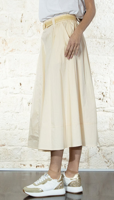 Twinset Gonna longuette in popeline con cintura Gonna - Boutique Luisa Trendy