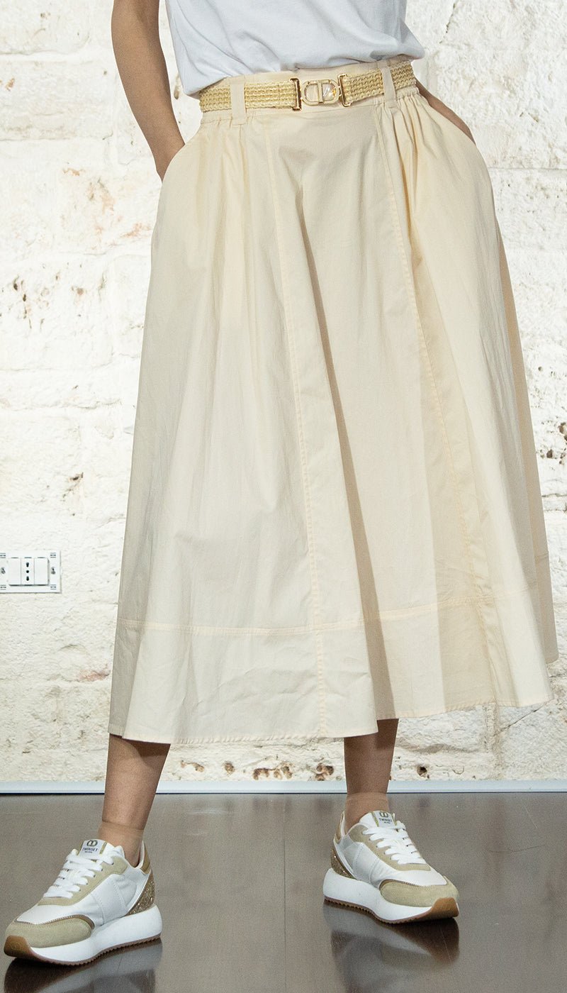 Twinset Gonna longuette in popeline con cintura Gonna - Boutique Luisa Trendy