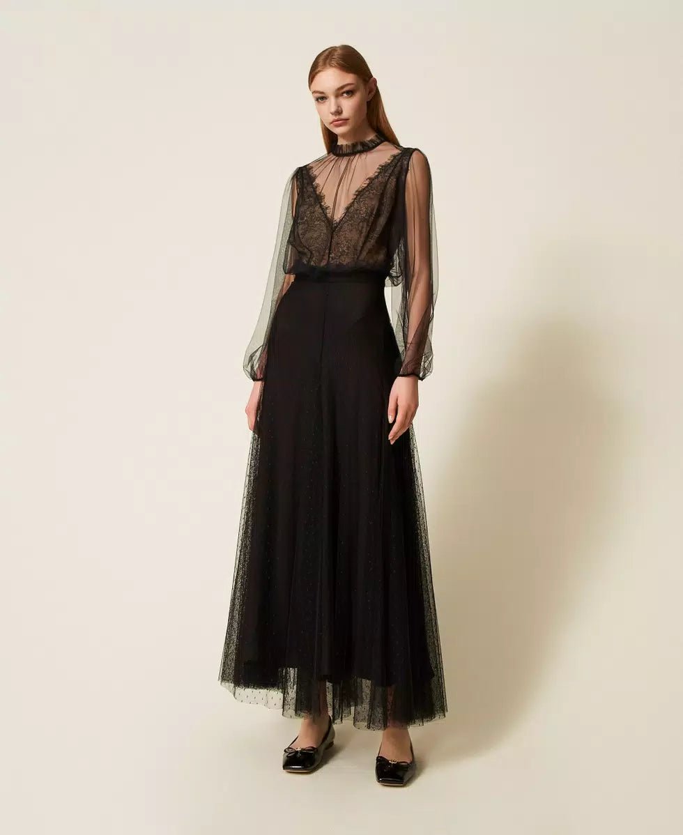Twinset Gonna lunga in tulle plumetis Gonna - Boutique Luisa Trendy