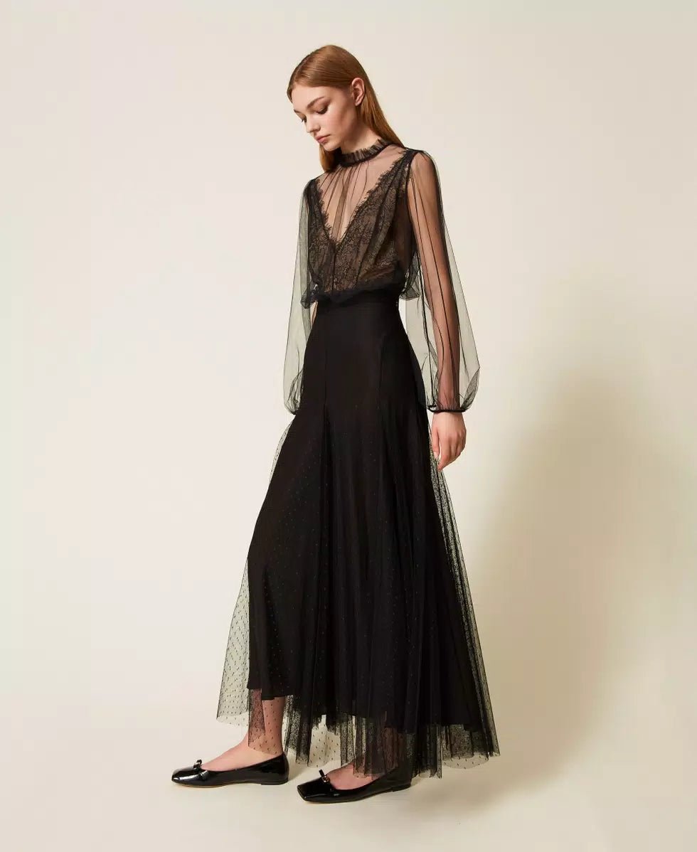 Twinset Gonna lunga in tulle plumetis Gonna - Boutique Luisa Trendy