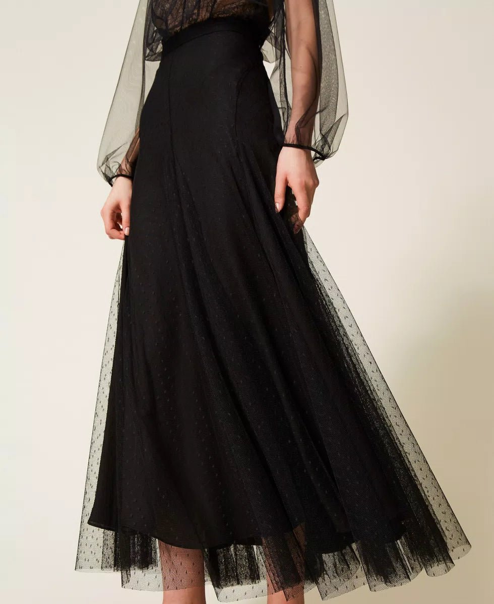 Twinset Gonna lunga in tulle plumetis Gonna - Boutique Luisa Trendy