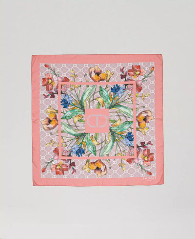 Twinset Kefiah con stampa logo e fiori sciarpe e foulard - Boutique Luisa Trendy