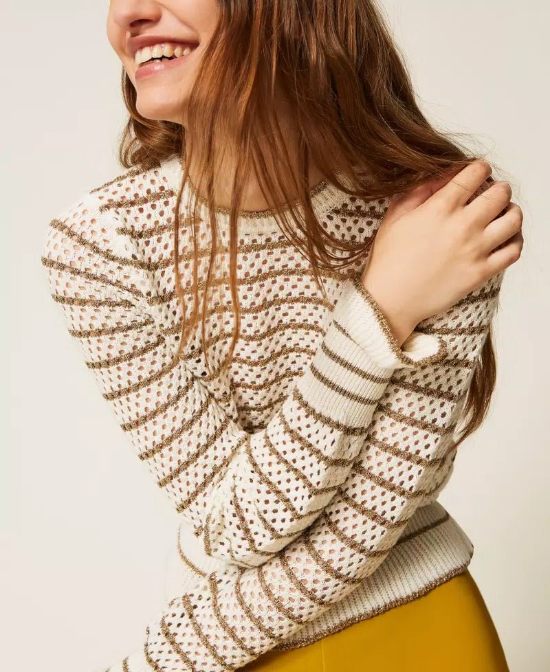 Twinset Maglia a rete con righe lurex Maglie e cardigan Donna - Boutique Luisa Trendy