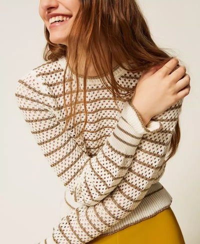 Twinset Maglia a rete con righe lurex Maglie e cardigan Donna - Boutique Luisa Trendy