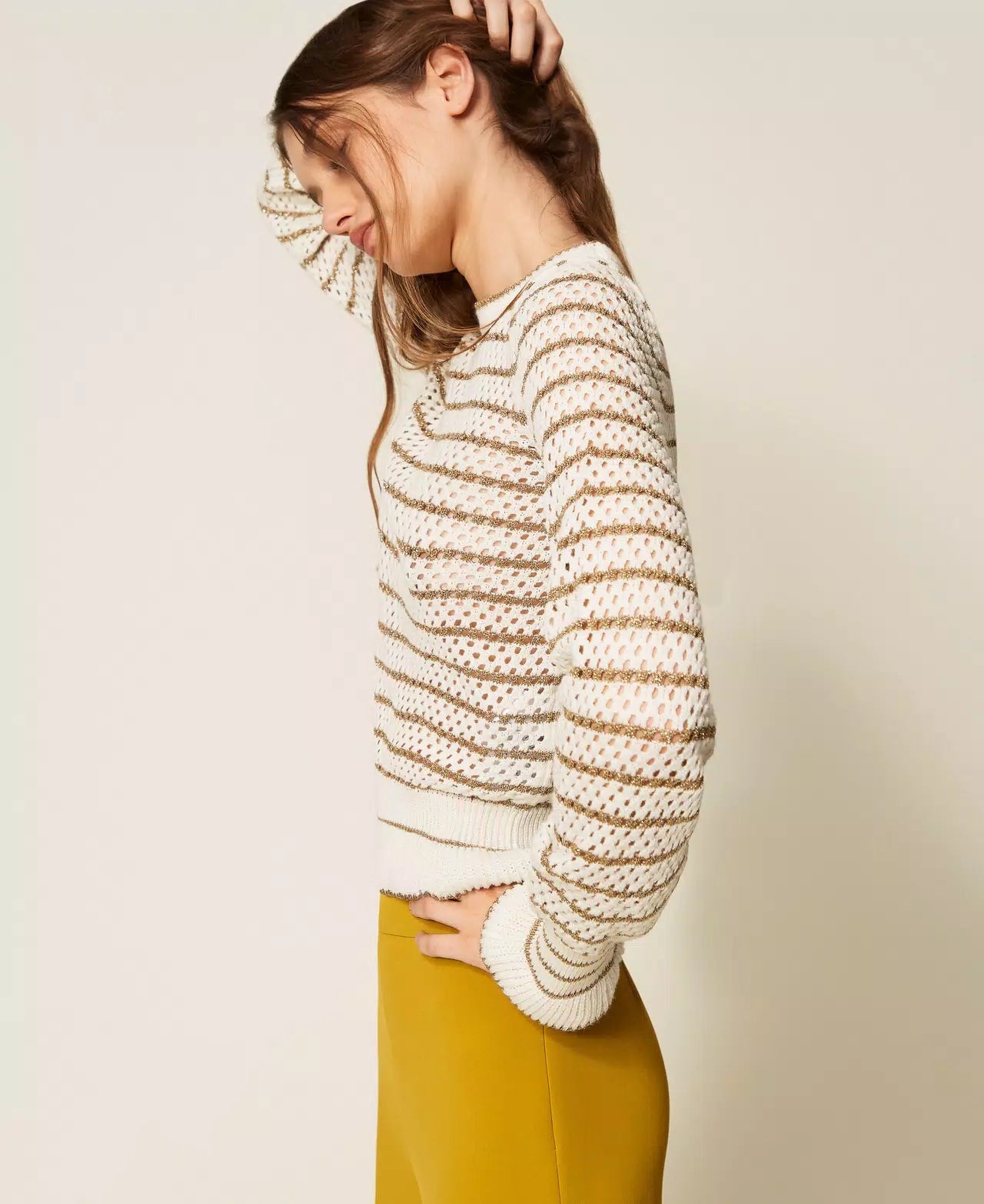 Twinset Maglia a rete con righe lurex Maglie e cardigan Donna - Boutique Luisa Trendy
