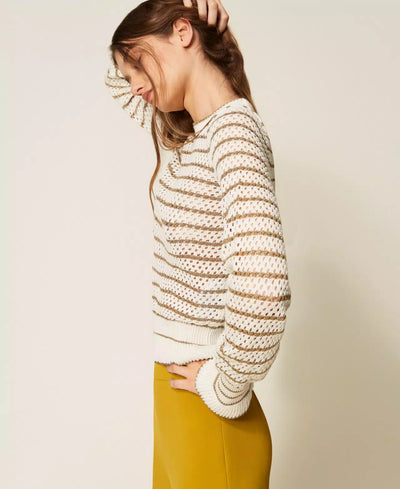 Twinset Maglia a rete con righe lurex Maglie e cardigan Donna - Boutique Luisa Trendy