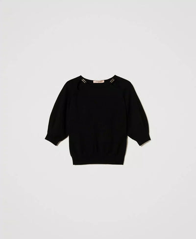 Twinset Maglia con cut-out e Oval T