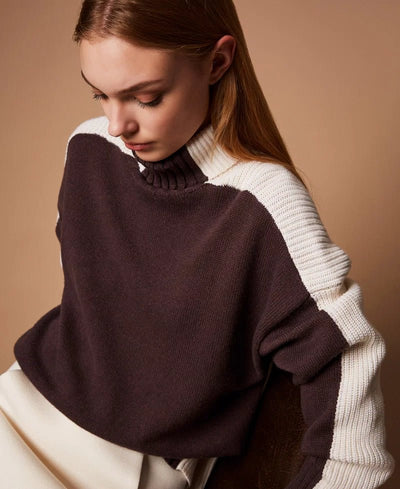 Twinset Maglia dolcevita in misto lana bicolor Maglie e cardigan Donna - Boutique Luisa Trendy