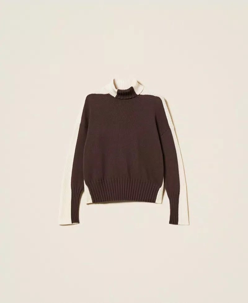 Twinset Maglia dolcevita in misto lana bicolor Maglie e cardigan Donna - Boutique Luisa Trendy