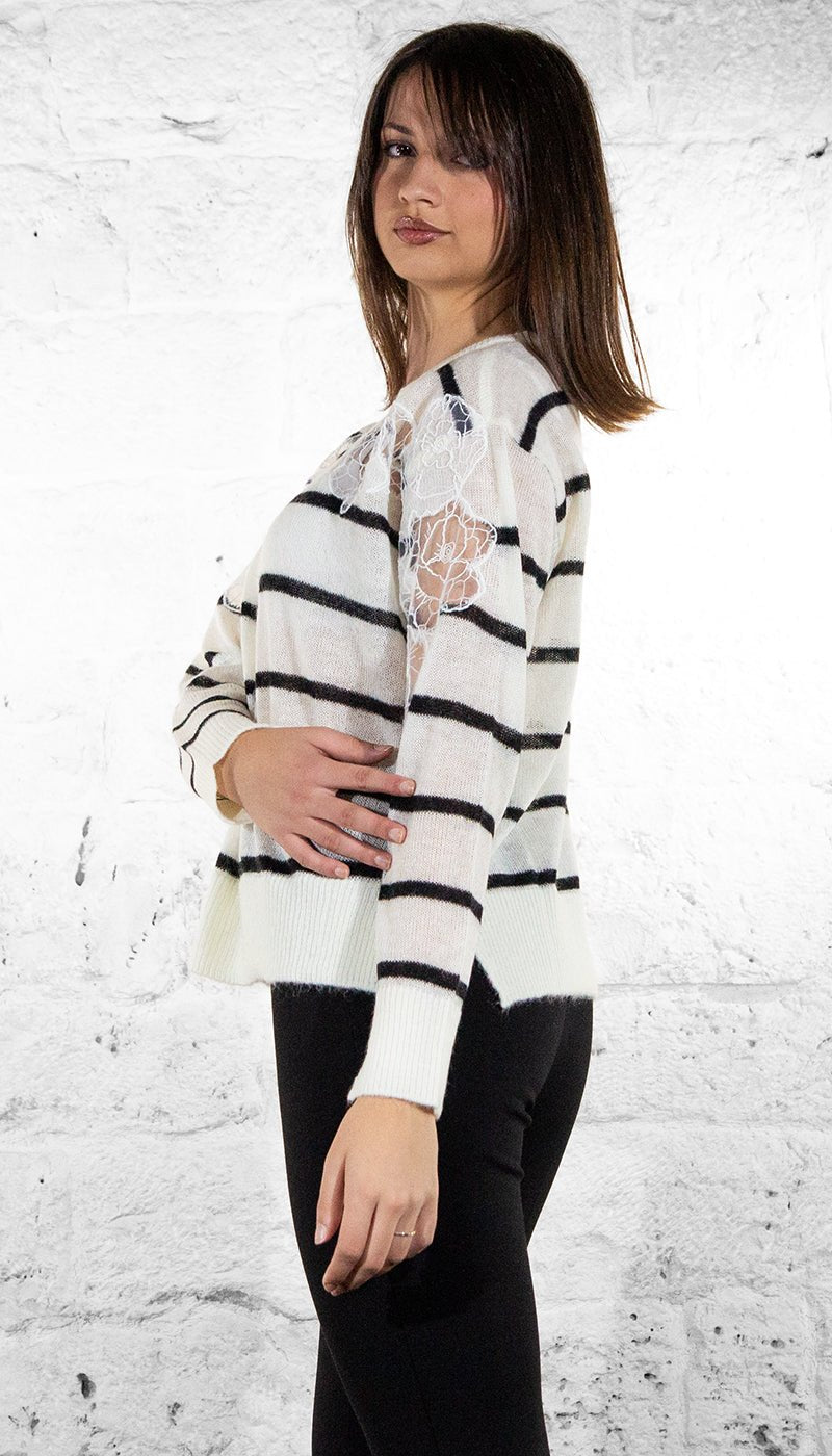 Twinset Maglia in misto mohair con pizzo e spacchi Maglie e cardigan Donna - Boutique Luisa Trendy