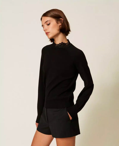 Twinset Maglia lupetto con pizzo Maglie e cardigan Donna - Boutique Luisa Trendy