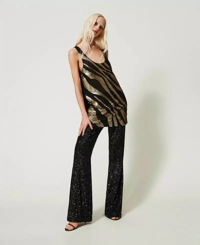 Twinset Maxi canotta con ricamo animalier T-Shirt e top - Boutique Luisa Trendy