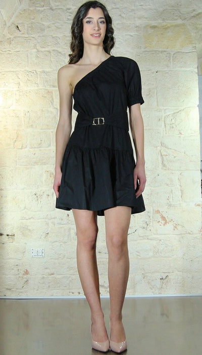 Twinset Milano Abito corto monospalla in popeline con Oval T Vestiti - Boutique Luisa Trendy