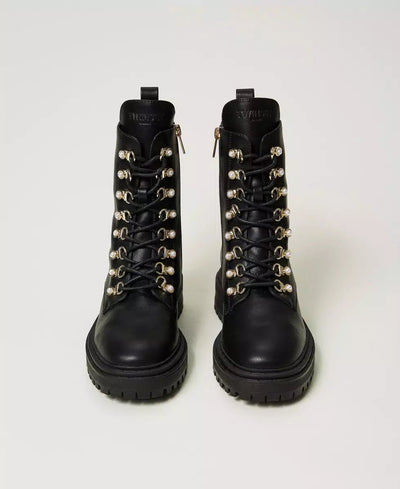 Twinset Milano Anfibi trekking con perle Scarpe - Boutique Luisa Trendy