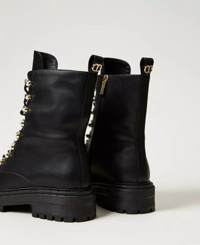 Twinset Milano Anfibi trekking con perle Scarpe - Boutique Luisa Trendy