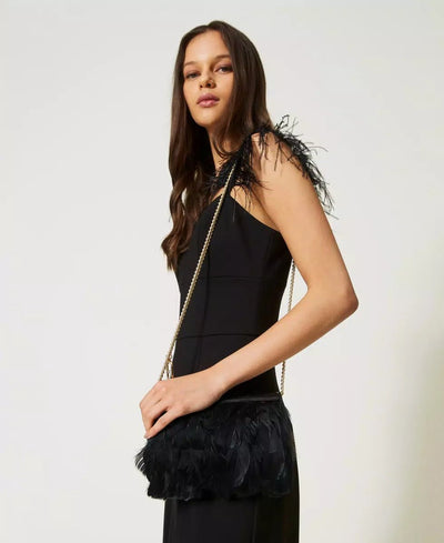 Twinset Milano Borsa clutch con piume e Oval T strass Borse e portafogli - Boutique Luisa Trendy