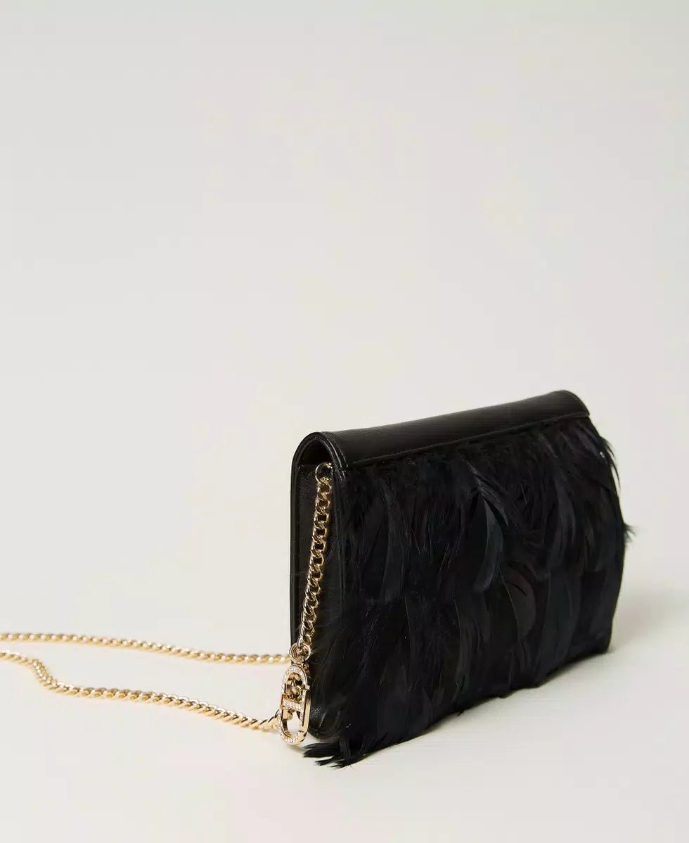 Twinset Milano Borsa clutch con piume e Oval T strass Borse e portafogli - Boutique Luisa Trendy