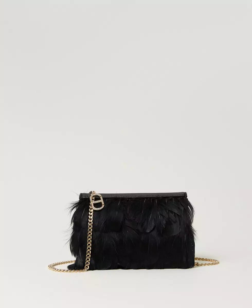 Twinset Milano Borsa clutch con piume e Oval T strass Borse e portafogli - Boutique Luisa Trendy